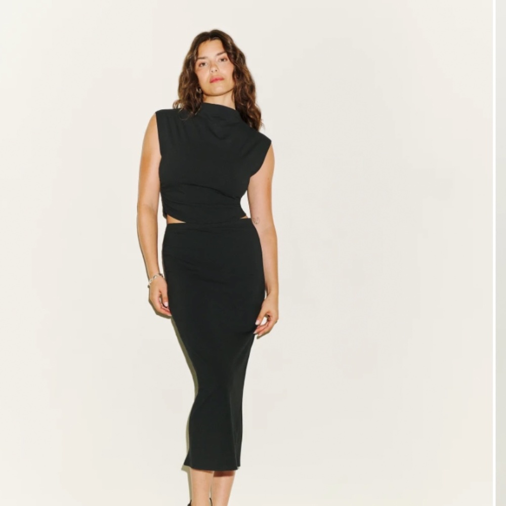 Reformation Black Cutout Midi Dress